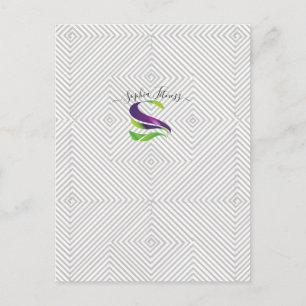 Modern Grey Geometric Diamond Line Pattern Custom Postcard