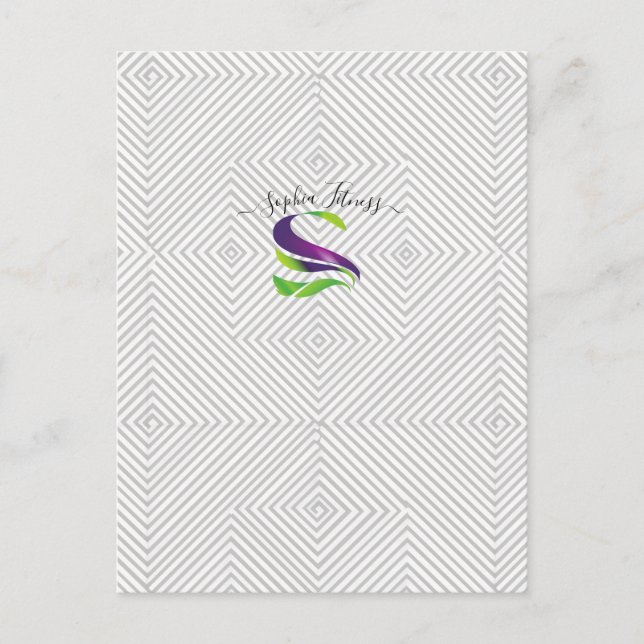 Modern Grey Geometric Diamond Line Pattern Custom  Postcard (Front)
