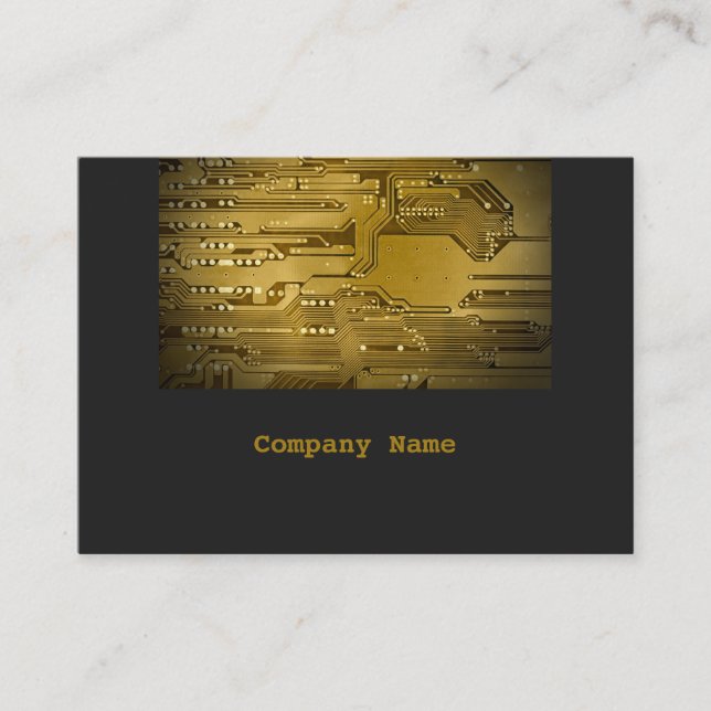 Modern Grey Gold Circuit Board Computer Repair Business Card (Front)