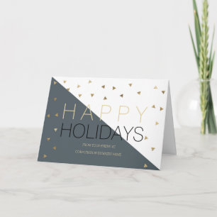 Modern grey gold colour block corporate greetings holiday card