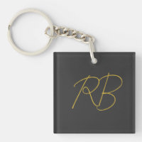 Modern Grey Gold Colour Monogram Initials