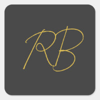 Modern Grey Gold Colour Monogram Initials
