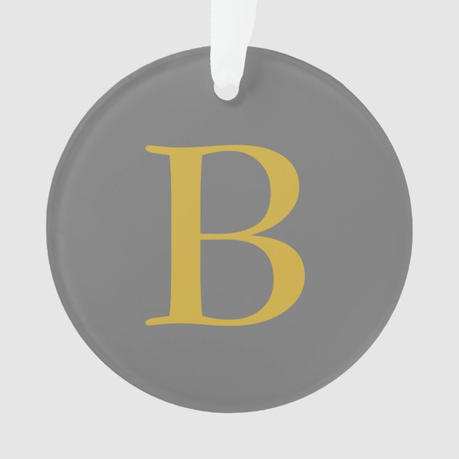 Modern Grey Gold Colour Monogram Name Initial Ornament (Front)