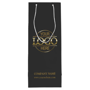 Modern Grey Gold Corporate Company Business Logo Wine Gift Bag