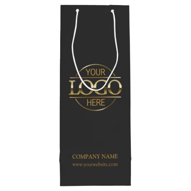 Modern Grey Gold Corporate Company Business Logo Wine Gift Bag (Back)