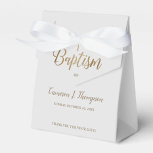 Modern grey gold cross Baptism Party Thank you  Favour Box