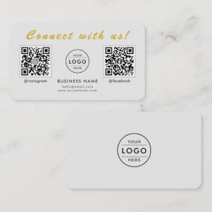 Modern Grey Gold Dual QR Code Multi Social Business Card