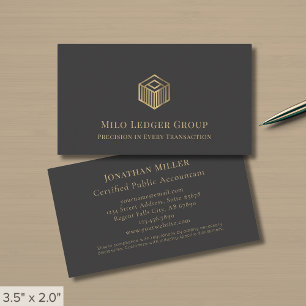 Modern Grey Gold Logo Business Card