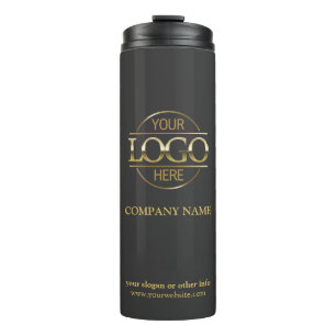 Modern Grey Gold Promotional Company Business Logo Thermal Tumbler
