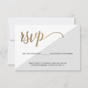 Modern Grey Gold RSVP no mailing Reserved Seat Card