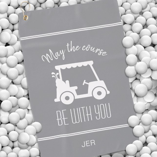 Modern Grey Golf Cart Monogrammed Golfer Cute    Golf Towel (Creator Uploaded)