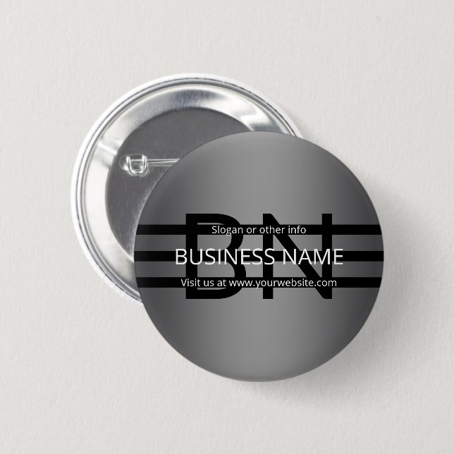 Modern Grey Gradient & Horizontal Black Stripes 6 Cm Round Badge (Front & Back)