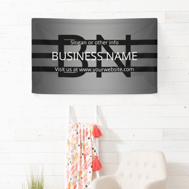 Modern Grey Gradient & Horizontal Black Stripes Banner (Insitu)