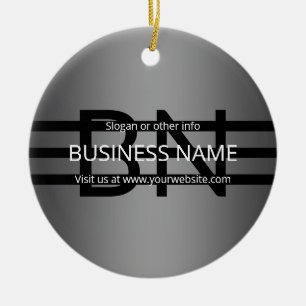 Modern Grey Gradient & Horizontal Black Stripes Ceramic Tree Decoration