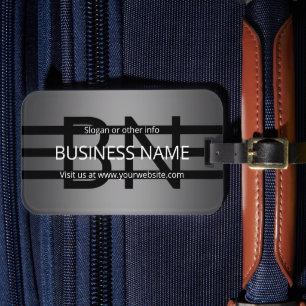 Modern Grey Gradient & Horizontal Black Stripes Luggage Tag