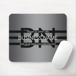 Modern Grey Gradient & Horizontal Black Stripes Mouse Mat