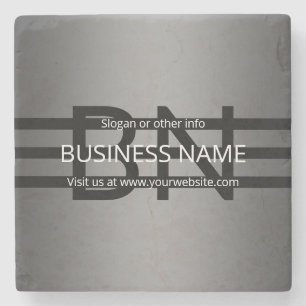 Modern Grey Gradient & Horizontal Black Stripes Stone Coaster