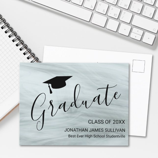 Modern Grey Graduation Announcement Postcard (Creator Uploaded)