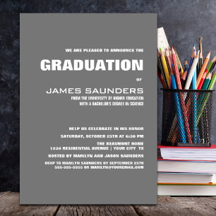 Modern Grey Graduation Party Invitation