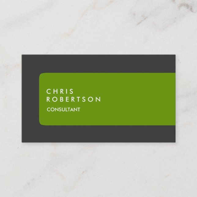 Modern Grey Green Stripe Business Card (Front)