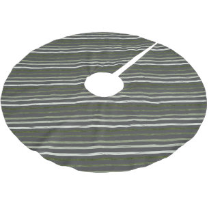 Modern Grey Green Stripes Christmas Holiday Brushed Polyester Tree Skirt