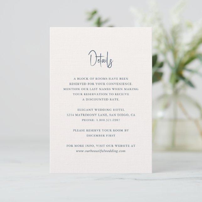 Modern Grey Handwritten Script Elegant Wedding Enclosure Card (Standing Front)