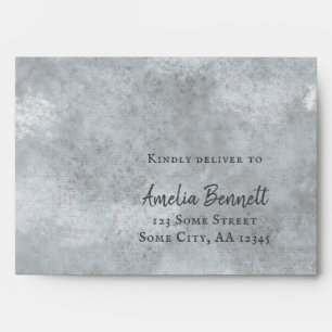 Modern Grey Heart Script A7 Return Address Wedding Envelope