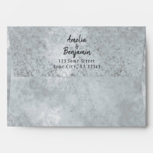 Modern Grey Hearts Script Return Address Wedding Envelope