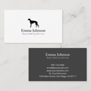 Modern Grey Hound logo Dog Walking Business Card