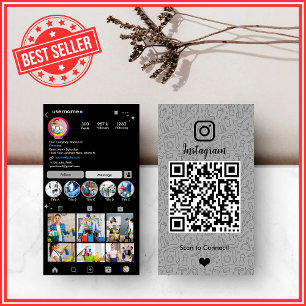 Modern Grey Housekeeping Instagram QR Business Card