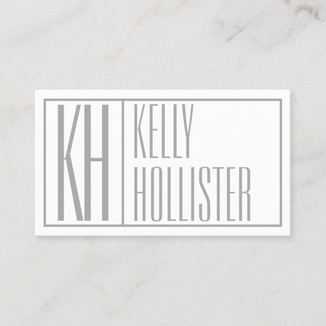 Modern Grey Initials & Name Logo Business Card (Front)