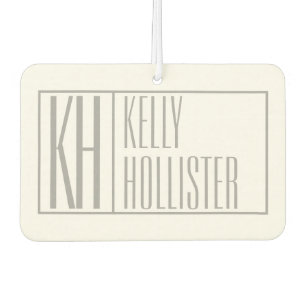 Modern Grey Initials & Name Logo Car Air Freshener