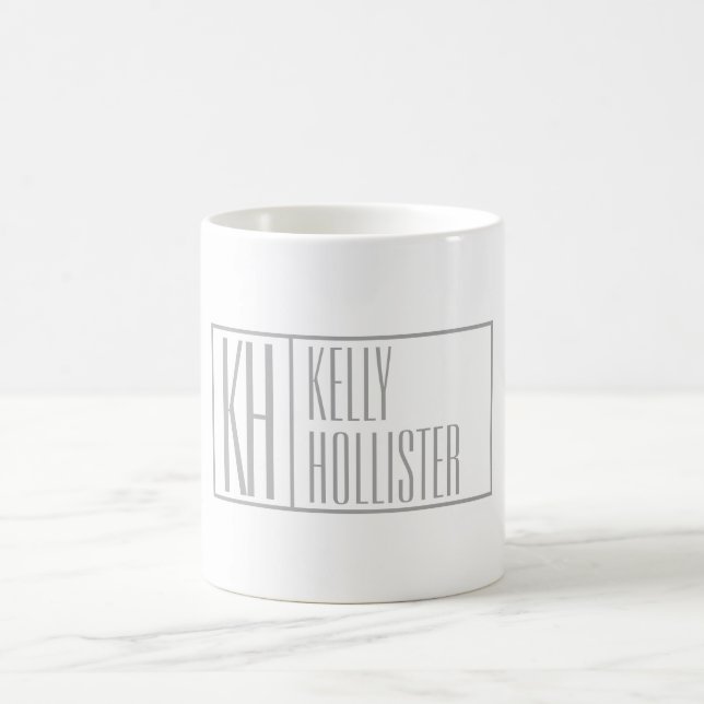Modern Grey Initials & Name Logo Coffee Mug (Center)