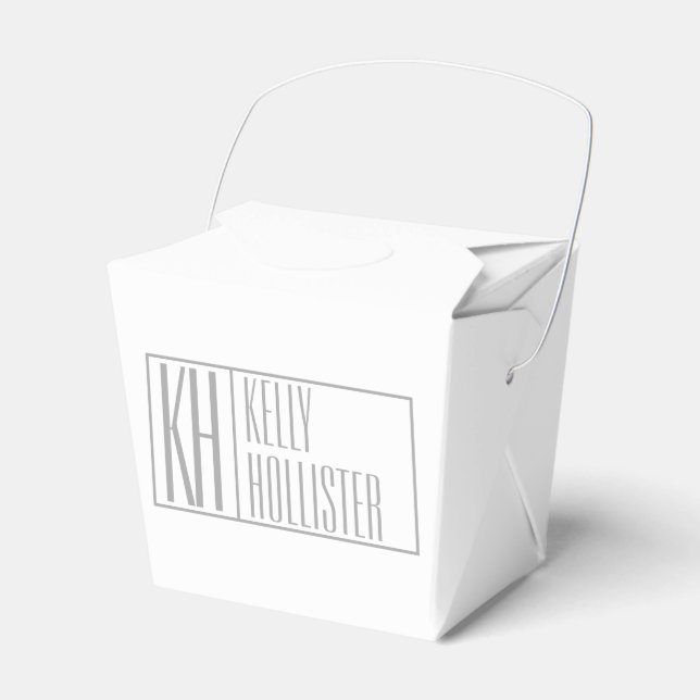 Modern Grey Initials & Name Logo Favour Box (Front Side)