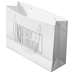 Modern Grey Initials & Name Logo Large Gift Bag
