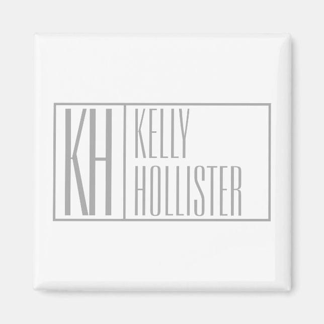 Modern Grey Initials & Name Logo Magnet (Front)