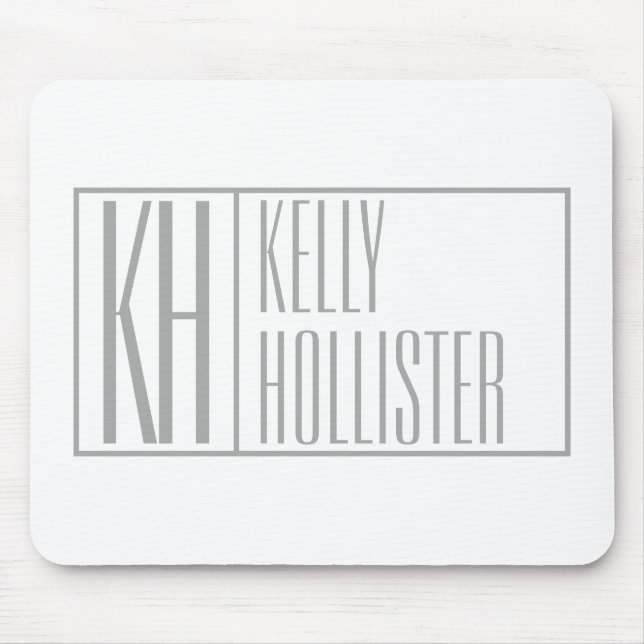 Modern Grey Initials & Name Logo Mouse Mat (Front)