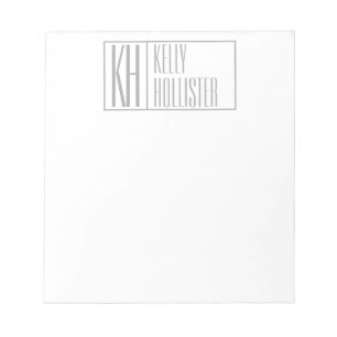 Modern Grey Initials & Name Logo Notepad