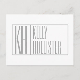 Modern Grey Initials & Name Logo Postcard