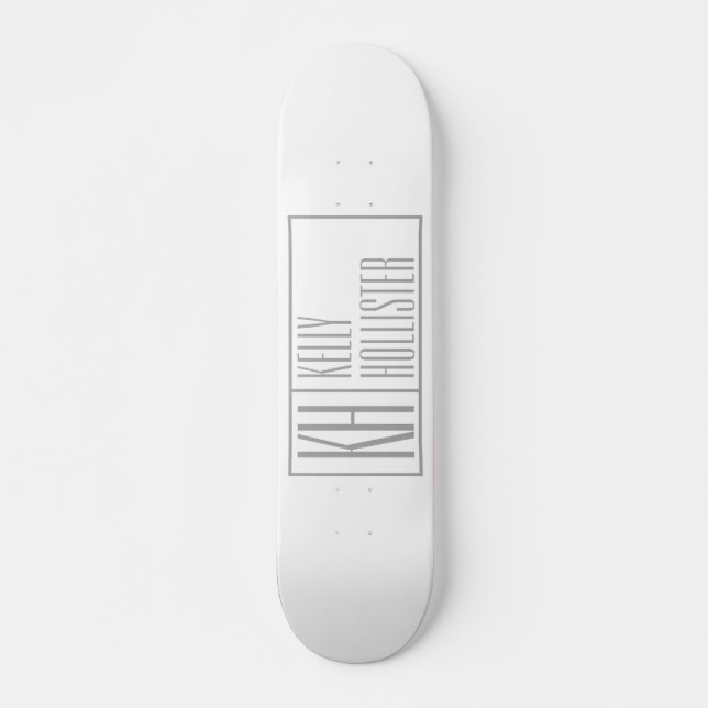Modern Grey Initials & Name Logo Skateboard (Front)