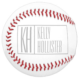 Modern Grey Initials & Name Logo Softball