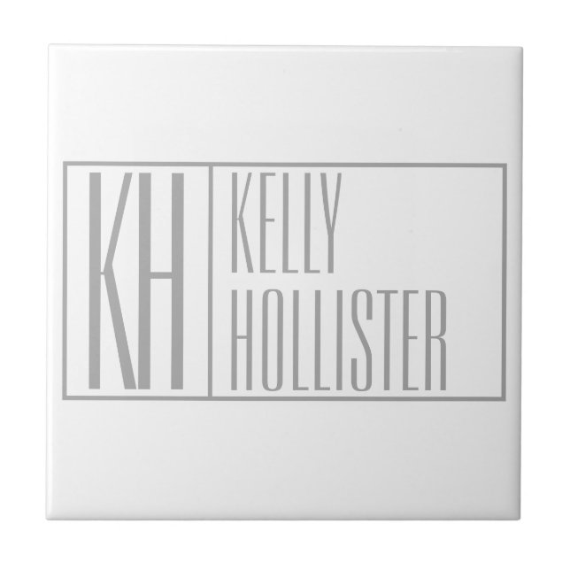 Modern Grey Initials & Name Logo Tile (Front)