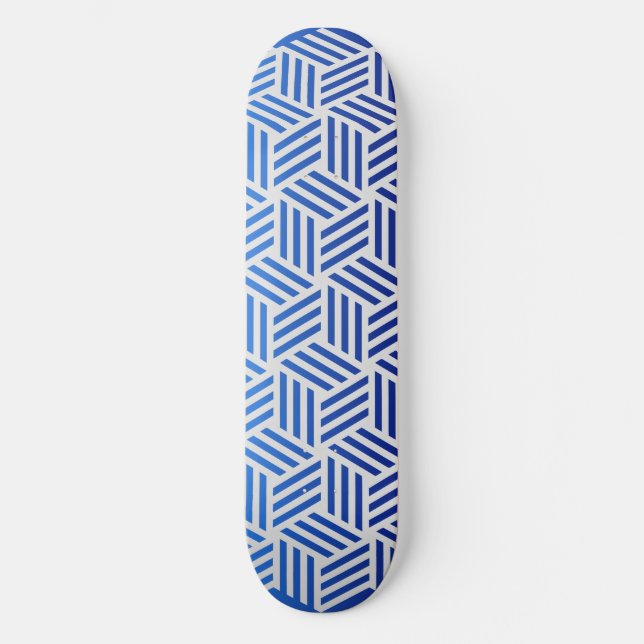 Modern Grey Isometric Weave Pattern Skateboard (Front)