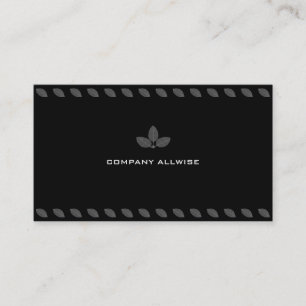 Modern Grey Laurel Leaves on Black Business Card