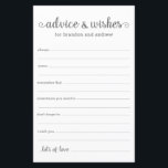 Modern Grey LGBTQ Wedding Advice and Wishes<br><div class="desc">These simple, grey and white, modern, minimal, handwritten script LGBTQ Advice & Wishes sheets are perfect to have at your bridal shower, rehearsal dinner or wedding for guests to fill out for the happy couple. People will love having the prompts - they make it so easy to leave loving words...</div>