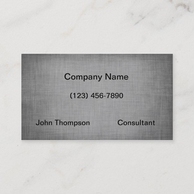 Modern Grey Linen Texture Business Card (Front)