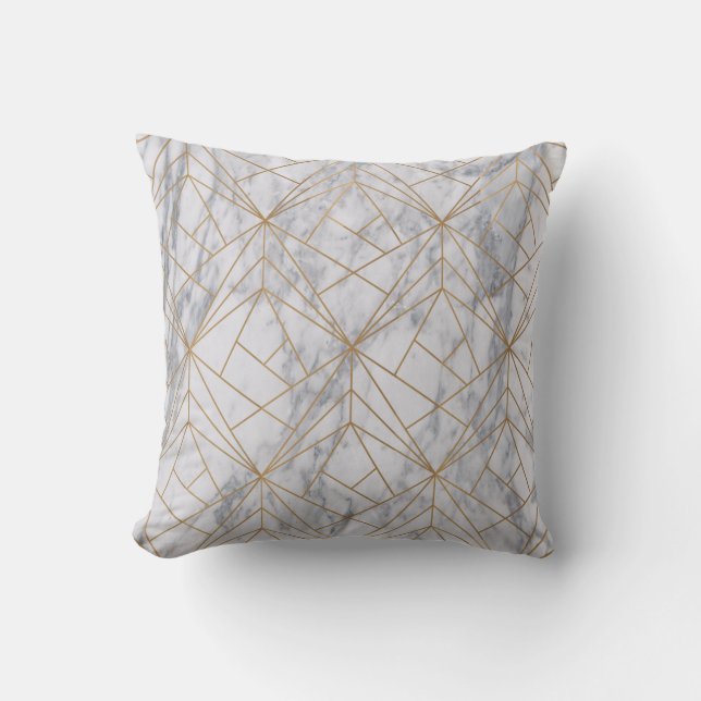 Modern grey marble and metallic gold cushion (Front)