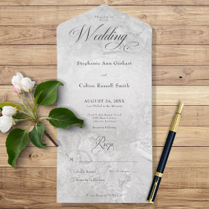 Modern Grey Marble Minimal No Dinner All In One Invitation