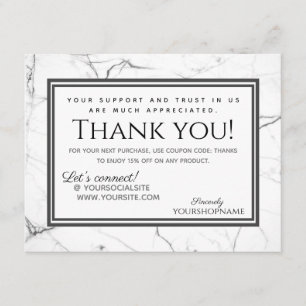 Modern Grey Marble Thank You for your Order Card