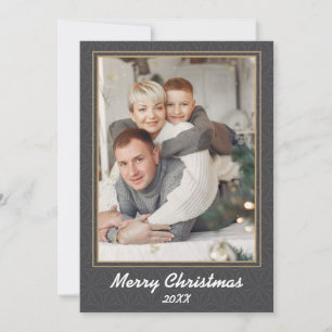 Modern Grey Merry Christmas Photo Christmas Holiday Card